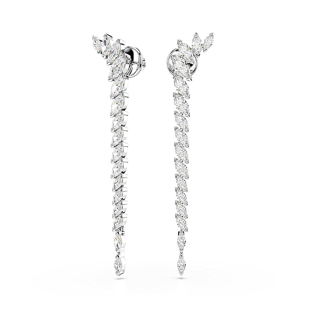 Pendientes Mesmera, Talla marquisa, Blancos, Baño de rodio