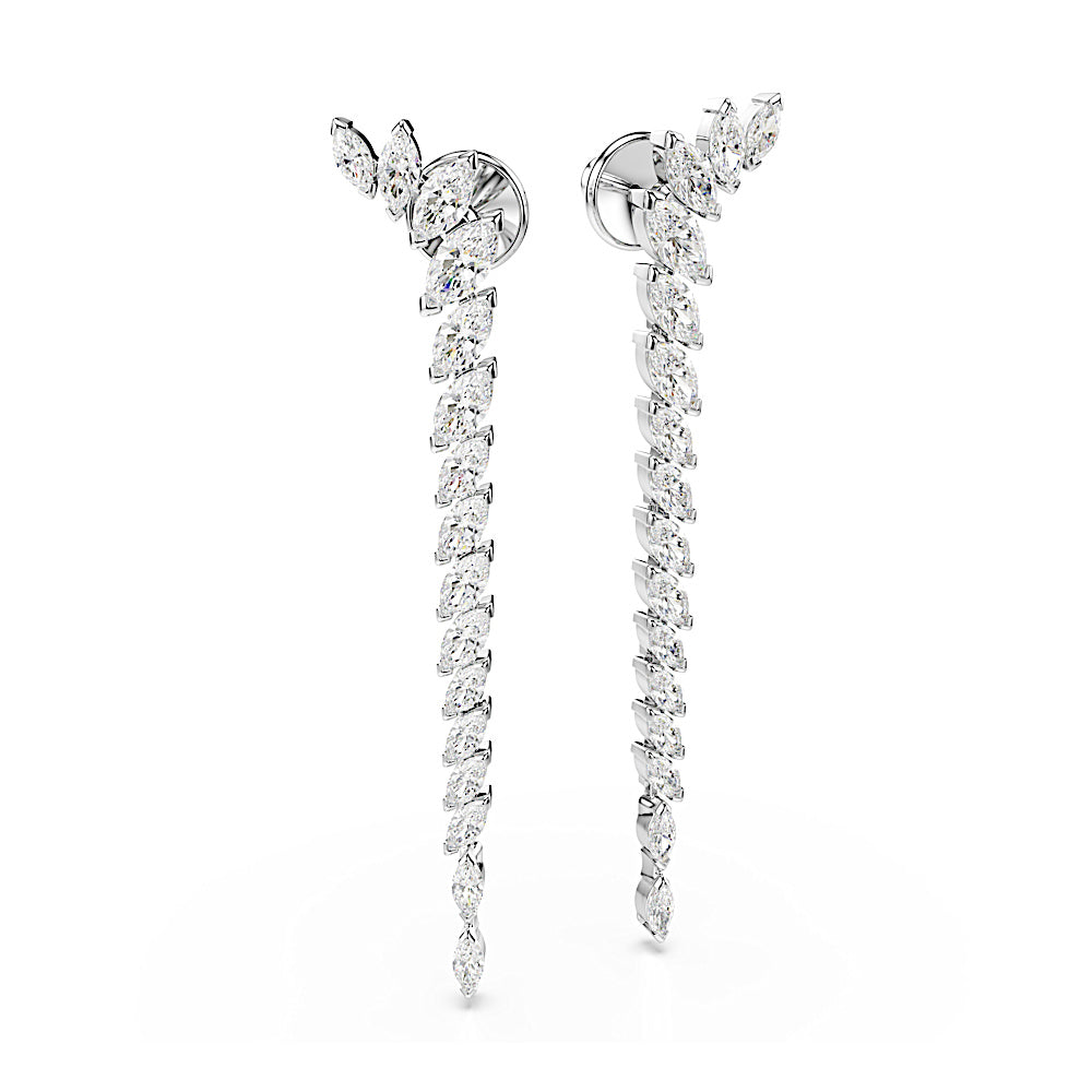 Pendientes Mesmera, Talla marquisa, Blancos, Baño de rodio
