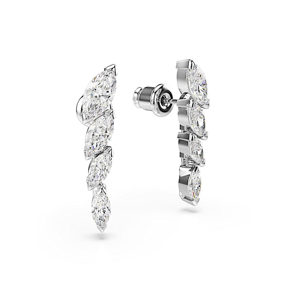 Pendientes Mesmera, Talla marquisa, Blancos, Baño de rodio