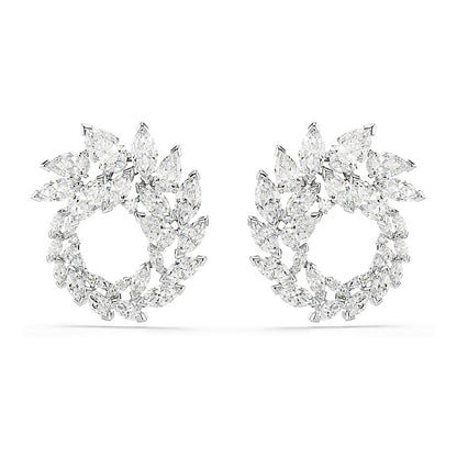 Pendientes de aro Mesmera, Talla marquisa, Blancos, Baño de rodio