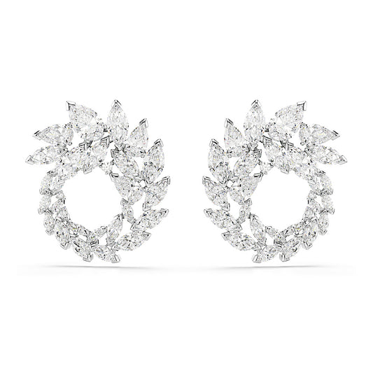 Pendientes de aro Mesmera, Talla marquisa, Blancos, Baño de rodio