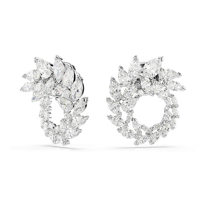 Pendientes de aro Mesmera, Talla marquisa, Blancos, Baño de rodio