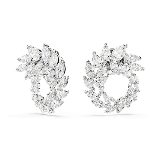 Pendientes de aro Mesmera, Talla marquisa, Blancos, Baño de rodio