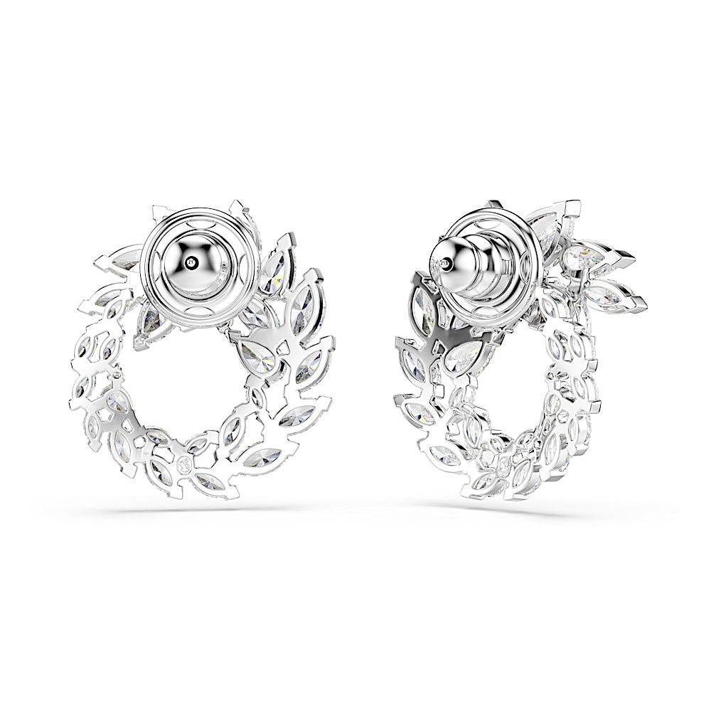 Pendientes de aro Mesmera, Talla marquisa, Blancos, Baño de rodio