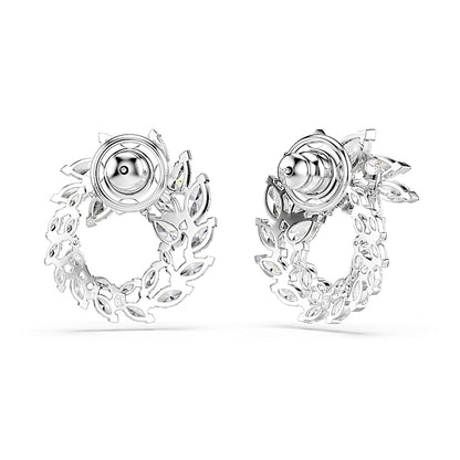 Pendientes de aro Mesmera, Talla marquisa, Blancos, Baño de rodio