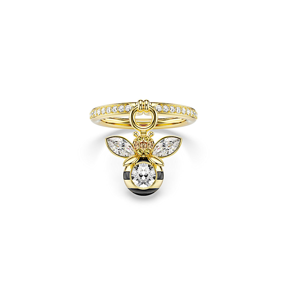 Anillo con motivo Idyllia, Tallas mixtas, Abeja, Multicolor, Baño tono oro