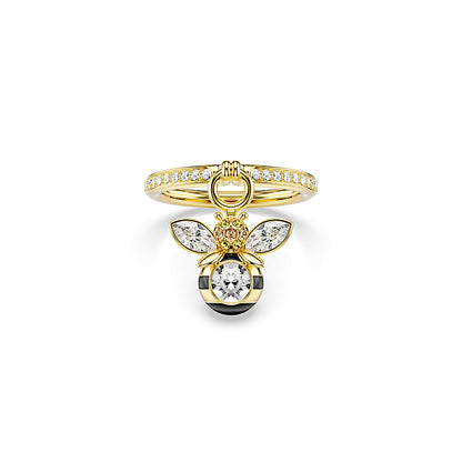 Anillo con motivo Idyllia, Tallas mixtas, Abeja, Multicolor, Baño tono oro