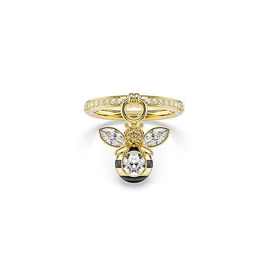 Anillo con motivo Idyllia, Tallas mixtas, Abeja, Multicolor, Baño tono oro