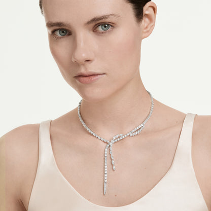 Collar en Y Mesmera, Tallas mixtas, Blanco, Baño de rodio