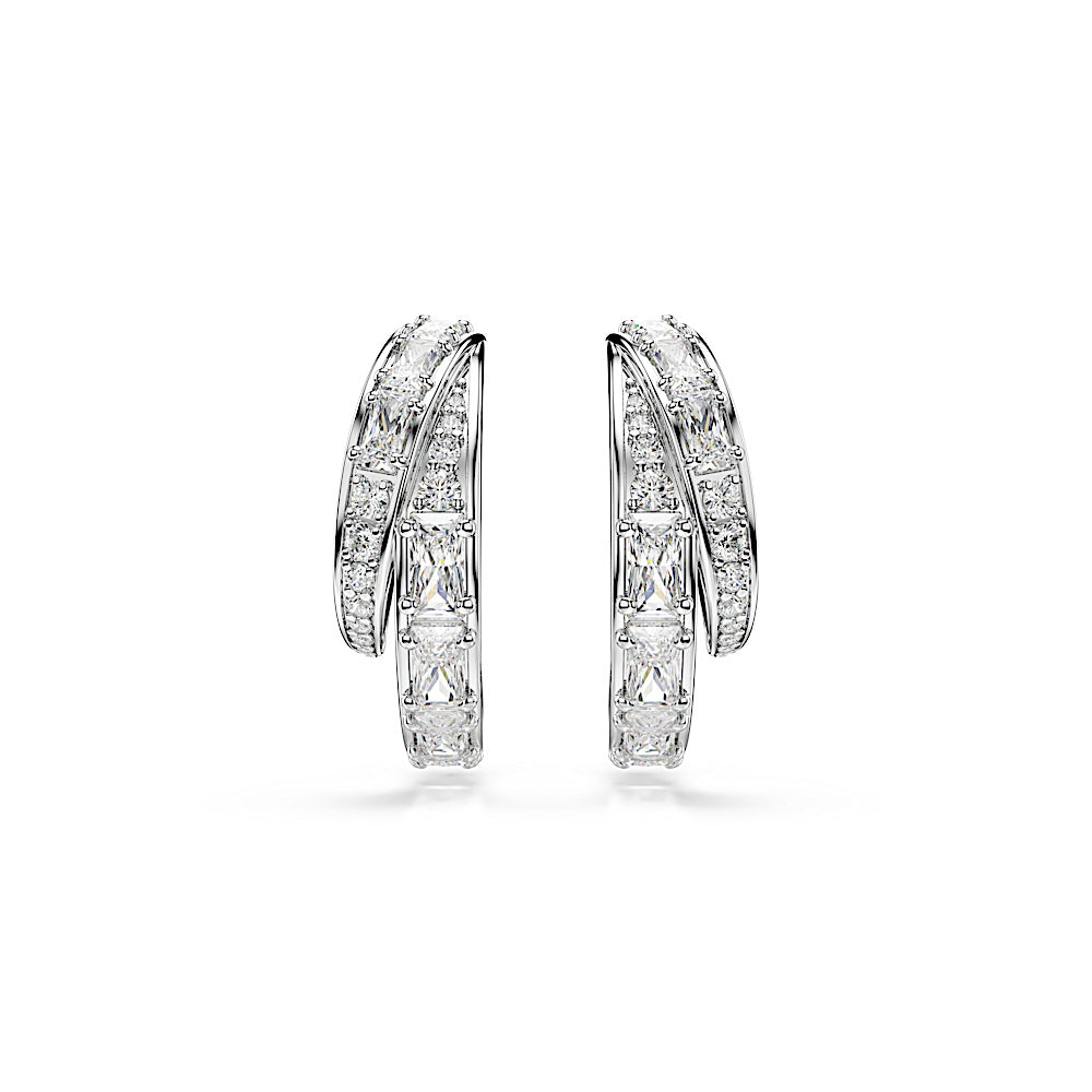 Pendientes de aro Vienna, Tallas mixtas, Blancos, Baño de rodio