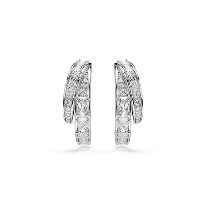 Pendientes de aro Vienna, Tallas mixtas, Blancos, Baño de rodio