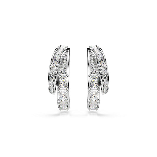 Pendientes de aro Vienna, Tallas mixtas, Blancos, Baño de rodio