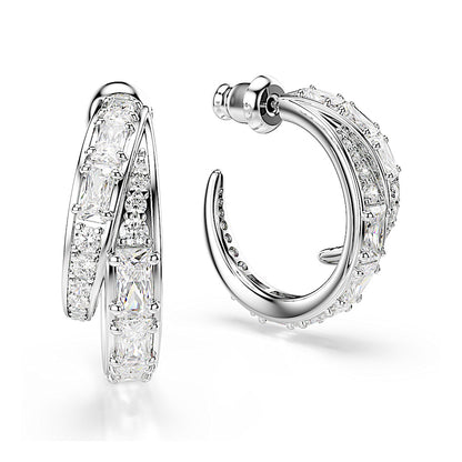 Pendientes de aro Vienna, Tallas mixtas, Blancos, Baño de rodio