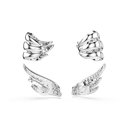 Pendientes ear cuff Vienna, Tallas mixtas, Cisne, Blancos, Baño de rodio