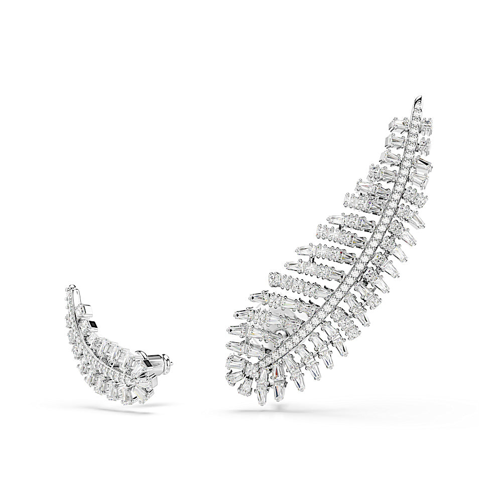 Pendientes Vienna, Tallas mixtas, Pluma, Blancos, Baño de rodio
