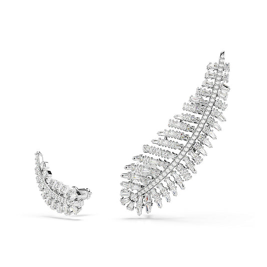 Pendientes Vienna, Tallas mixtas, Pluma, Blancos, Baño de rodio