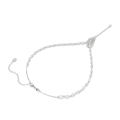 Collar en Y Vienna, Tallas mixtas, Pluma, Blanco, Baño de rodio