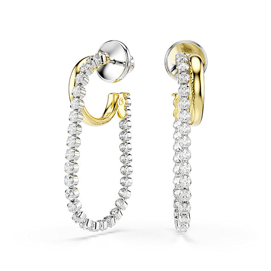 Pendientes Hyperbola, Talla redonda, Blancos, Combinación de acabados metálicos
