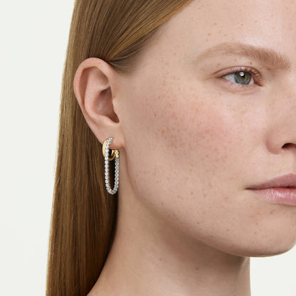 Pendientes Hyperbola, Talla redonda, Blancos, Combinación de acabados metálicos