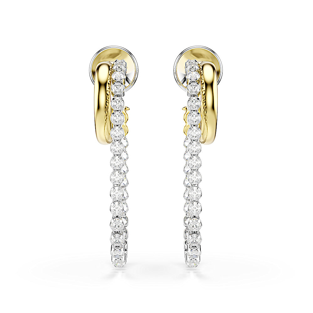 Pendientes Hyperbola, Talla redonda, Blancos, Combinación de acabados metálicos