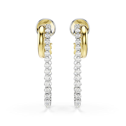 Pendientes Hyperbola, Talla redonda, Blancos, Combinación de acabados metálicos