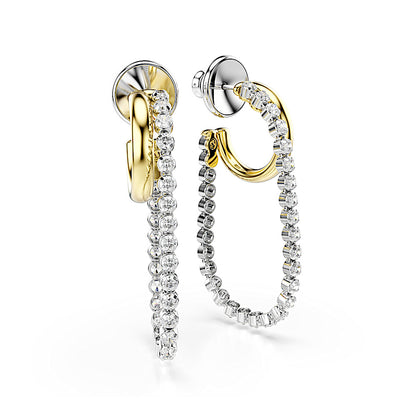 Pendientes Hyperbola, Talla redonda, Blancos, Combinación de acabados metálicos