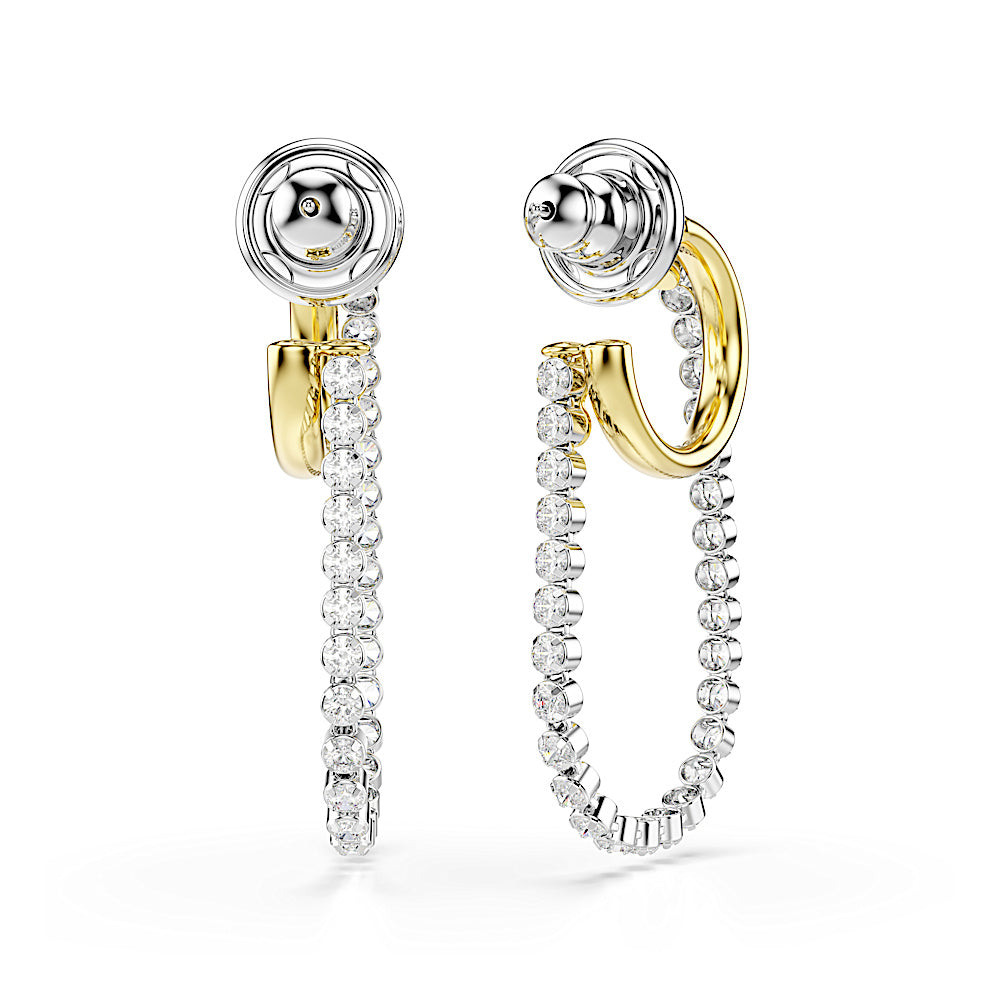 Pendientes Hyperbola, Talla redonda, Blancos, Combinación de acabados metálicos