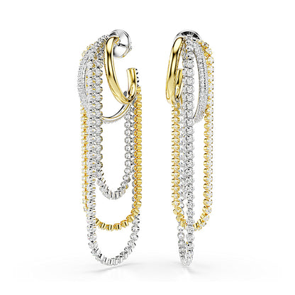 Pendientes Hyperbola, Con superposiciones, Talla redonda, Blancos, Combinación de acabados metálicos