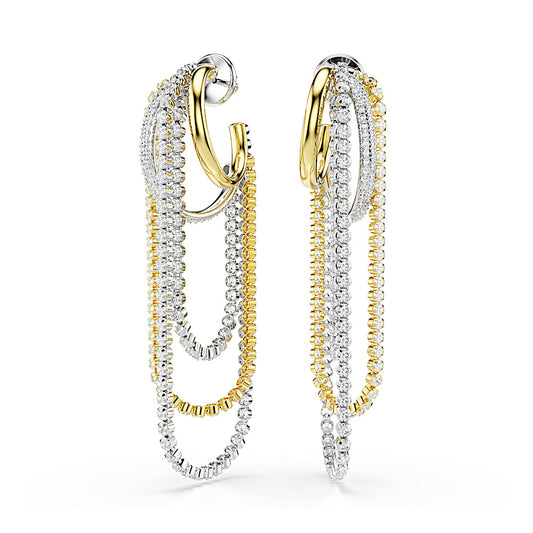 Pendientes Hyperbola, Con superposiciones, Talla redonda, Blancos, Combinación de acabados metálicos
