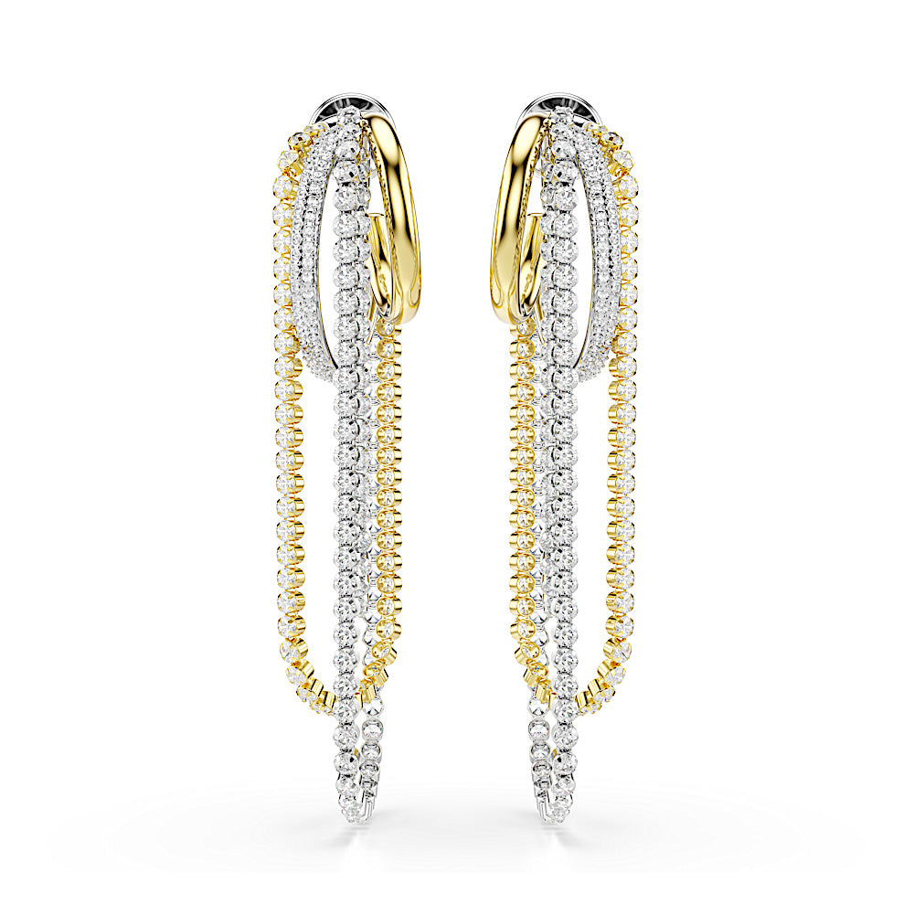 Pendientes Hyperbola, Con superposiciones, Talla redonda, Blancos, Combinación de acabados metálicos