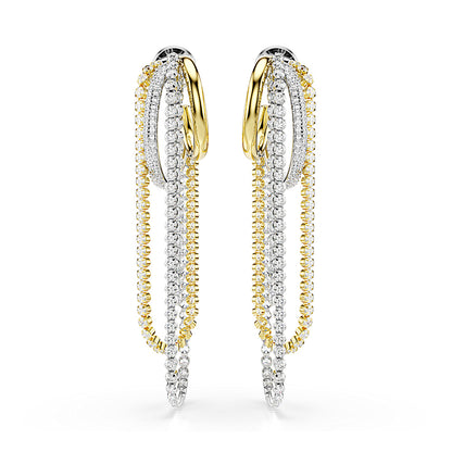 Pendientes Hyperbola, Con superposiciones, Talla redonda, Blancos, Combinación de acabados metálicos