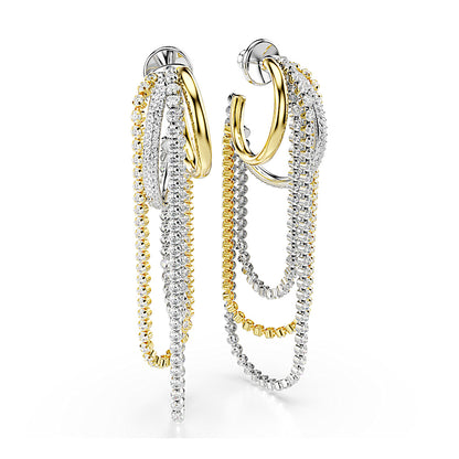 Pendientes Hyperbola, Con superposiciones, Talla redonda, Blancos, Combinación de acabados metálicos