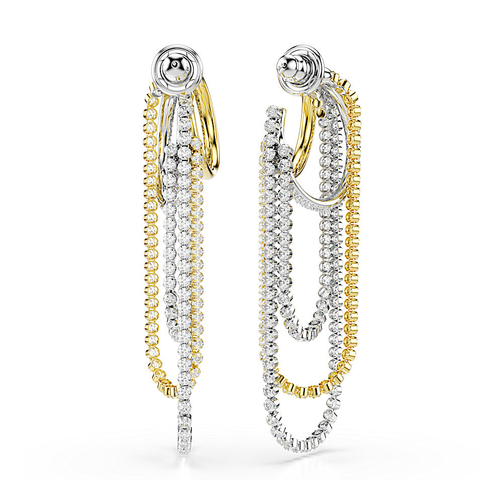 Pendientes Hyperbola, Con superposiciones, Talla redonda, Blancos, Combinación de acabados metálicos
