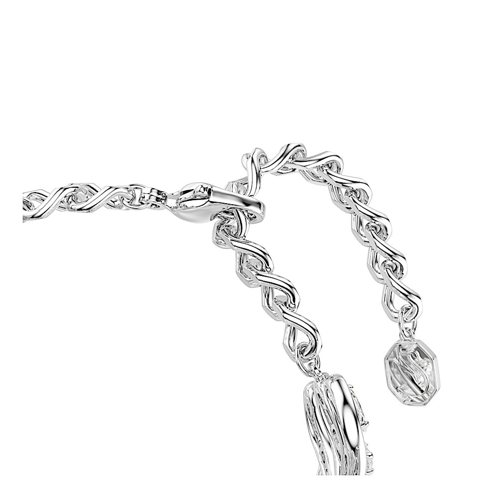 Pulsera Vienna, Tallas mixtas, Pluma, Blanca, Baño de rodio
