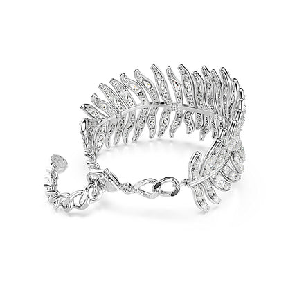 Pulsera Vienna, Tallas mixtas, Pluma, Blanca, Baño de rodio