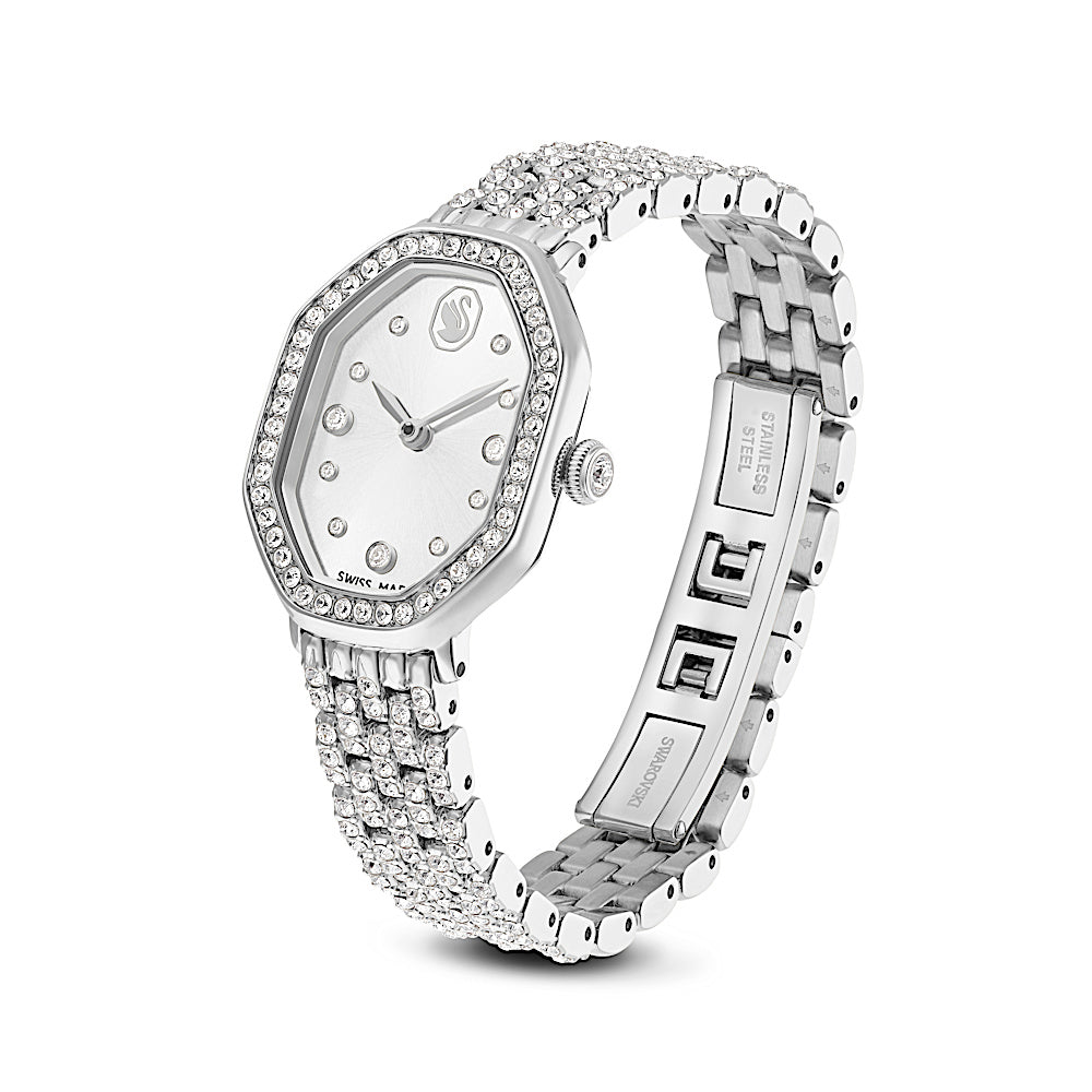 Reloj Dextera octagon, Fabricado en Suiza, Brazalete de metal, Tono plateado, Acero inoxidable