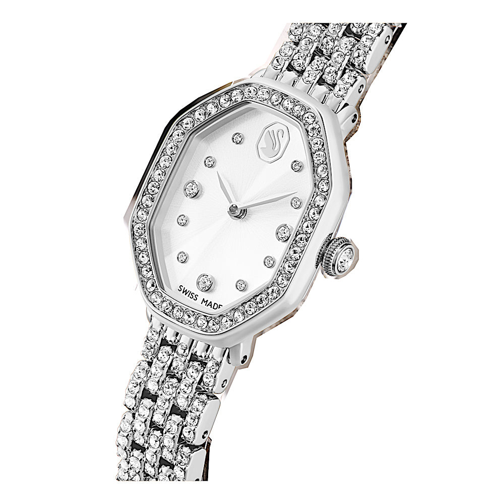Reloj Dextera octagon, Fabricado en Suiza, Brazalete de metal, Tono plateado, Acero inoxidable