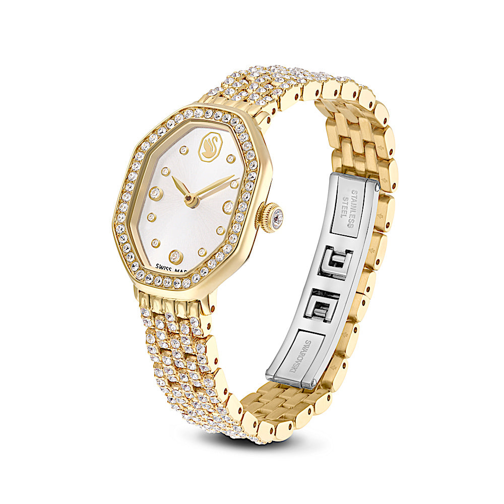 Reloj Dextera octagon, Fabricado en Suiza, Brazalete de metal, Tono dorado, Acabado tono oro