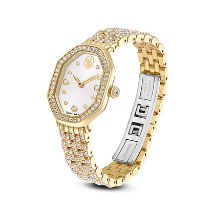 Reloj Dextera octagon, Fabricado en Suiza, Brazalete de metal, Tono dorado, Acabado tono oro