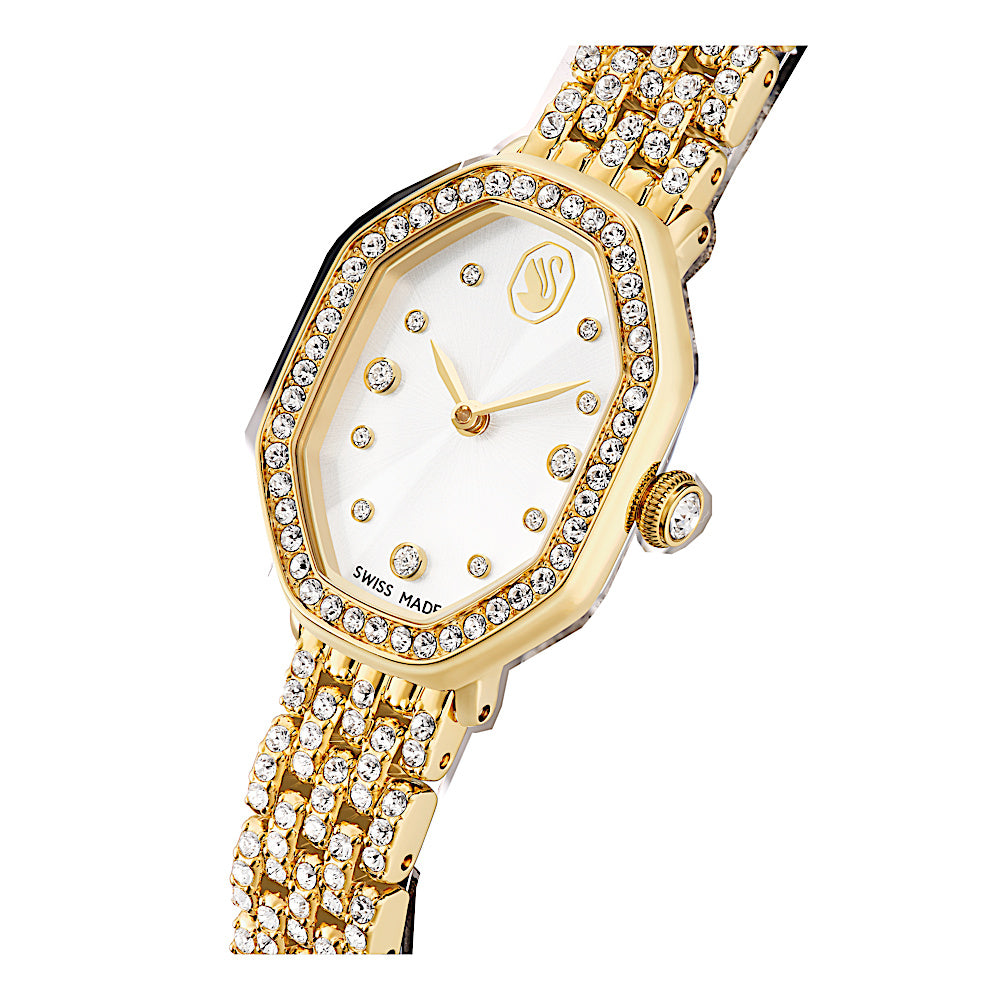Reloj Dextera octagon, Fabricado en Suiza, Brazalete de metal, Tono dorado, Acabado tono oro