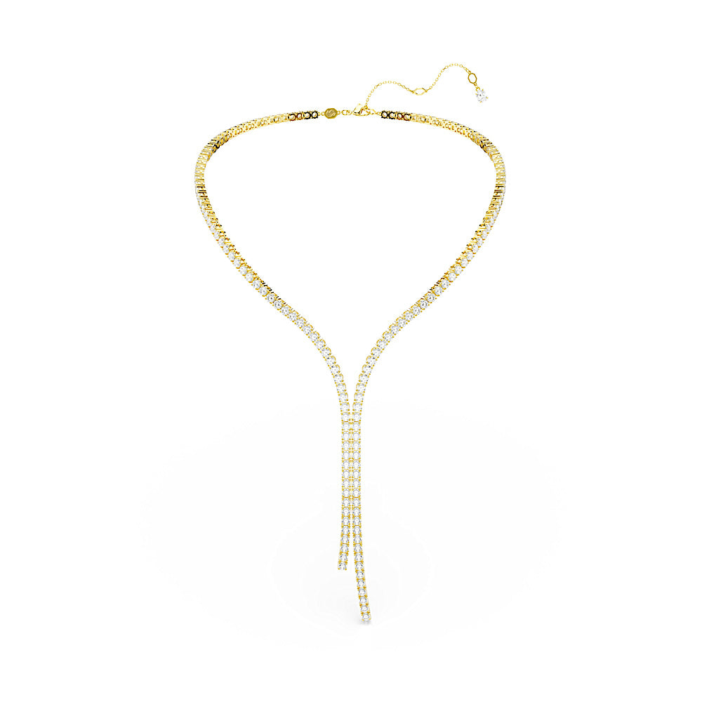 Collar en Y Matrix, Talla redonda, Blanco, Acabado en oro de 18 quilates