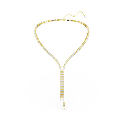 Collar en Y Matrix, Talla redonda, Blanco, Acabado en oro de 18 quilates