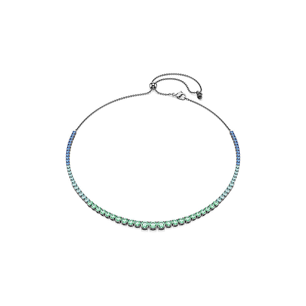 Collar Tennis Matrix, Degradado de tallas redondas, Multicolor, Baño de rutenio