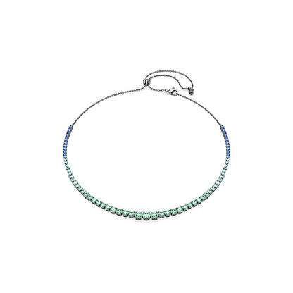 Collar Tennis Matrix, Degradado de tallas redondas, Multicolor, Baño de rutenio