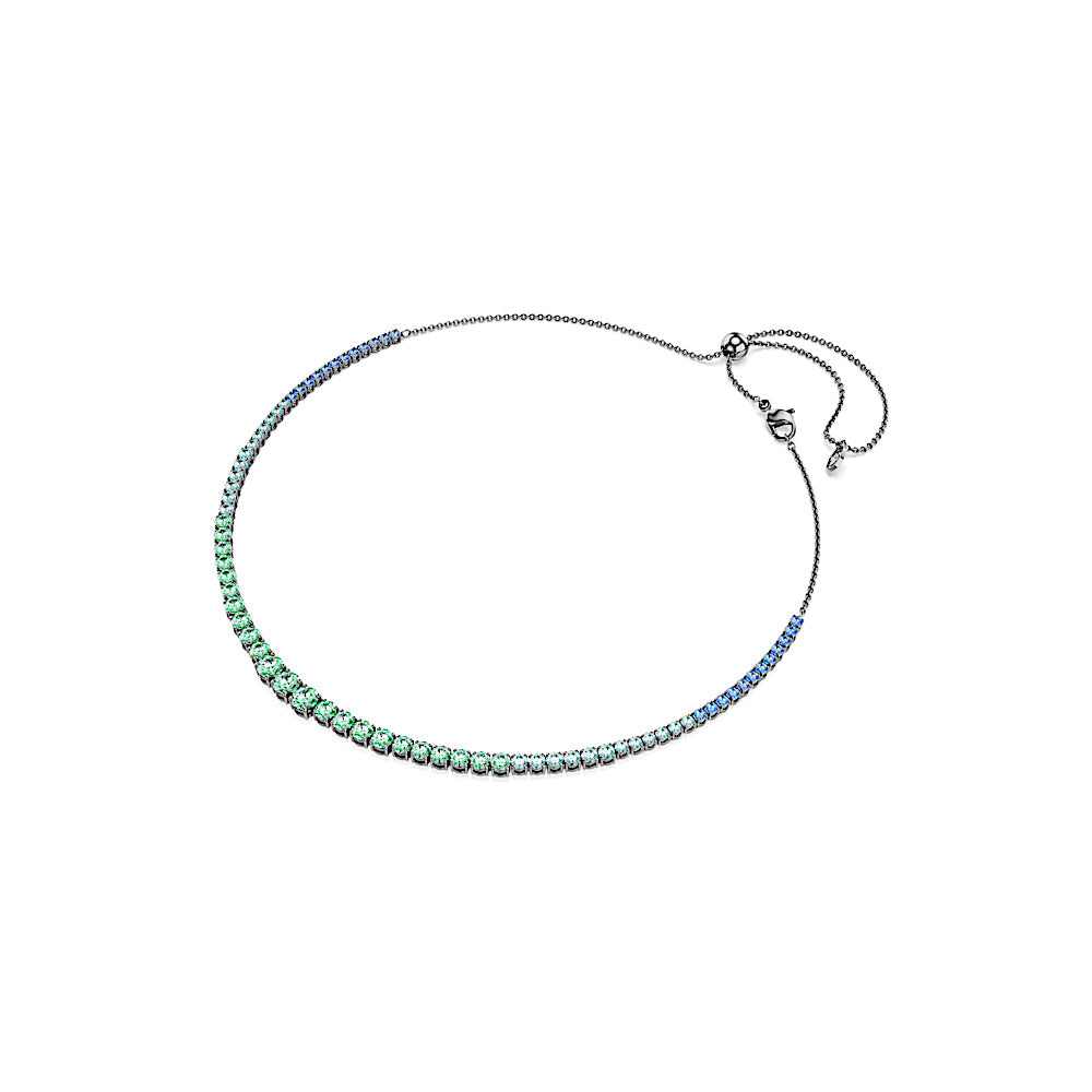 Collar Tennis Matrix, Degradado de tallas redondas, Multicolor, Baño de rutenio
