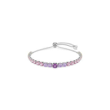 Pulsera Tennis Matrix, Degradado de tallas redondas, Multicolor, Baño de rodio