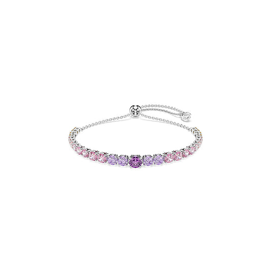 Pulsera Tennis Matrix, Degradado de tallas redondas, Multicolor, Baño de rodio