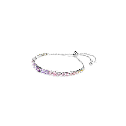Pulsera Tennis Matrix, Degradado de tallas redondas, Multicolor, Baño de rodio