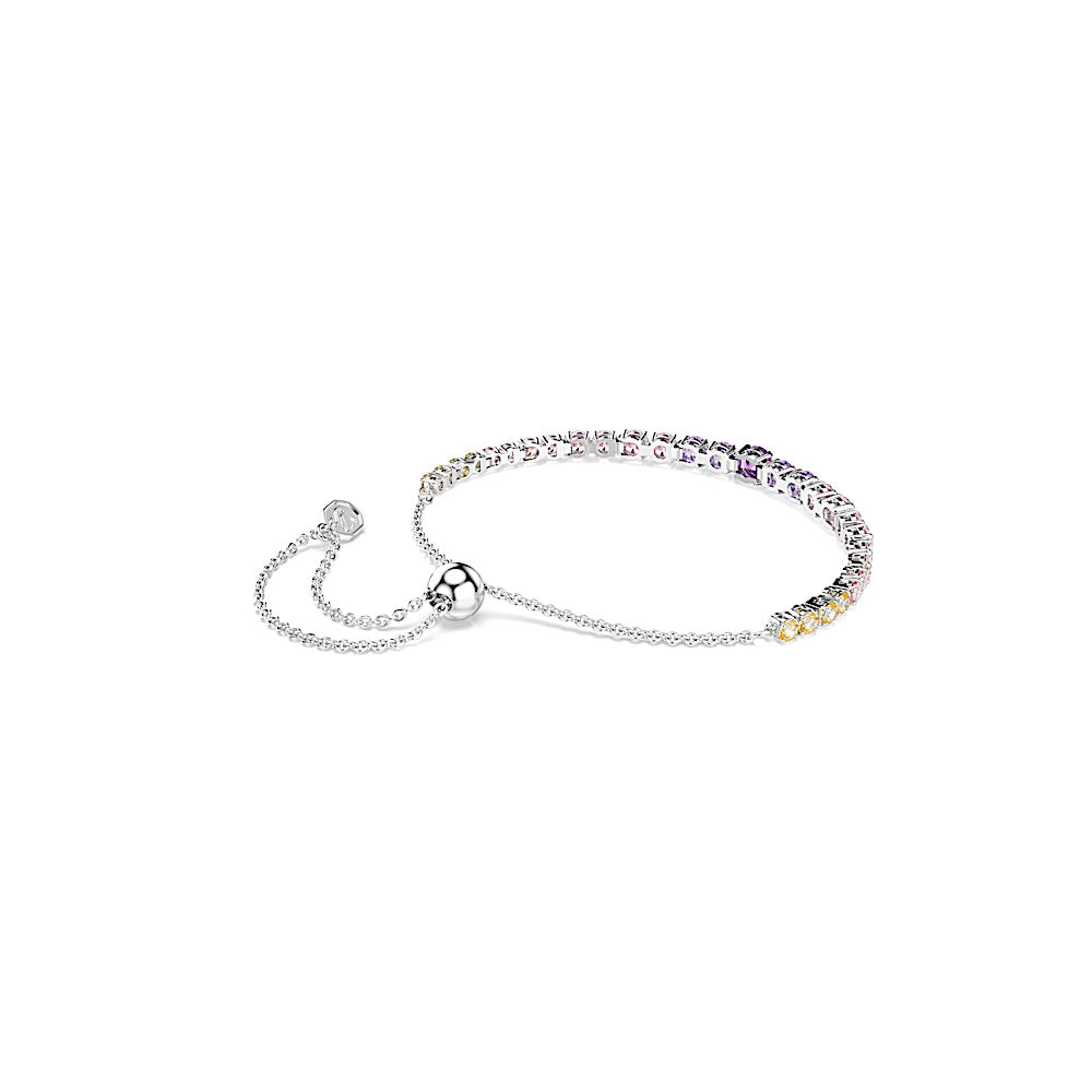 Pulsera Tennis Matrix, Degradado de tallas redondas, Multicolor, Baño de rodio