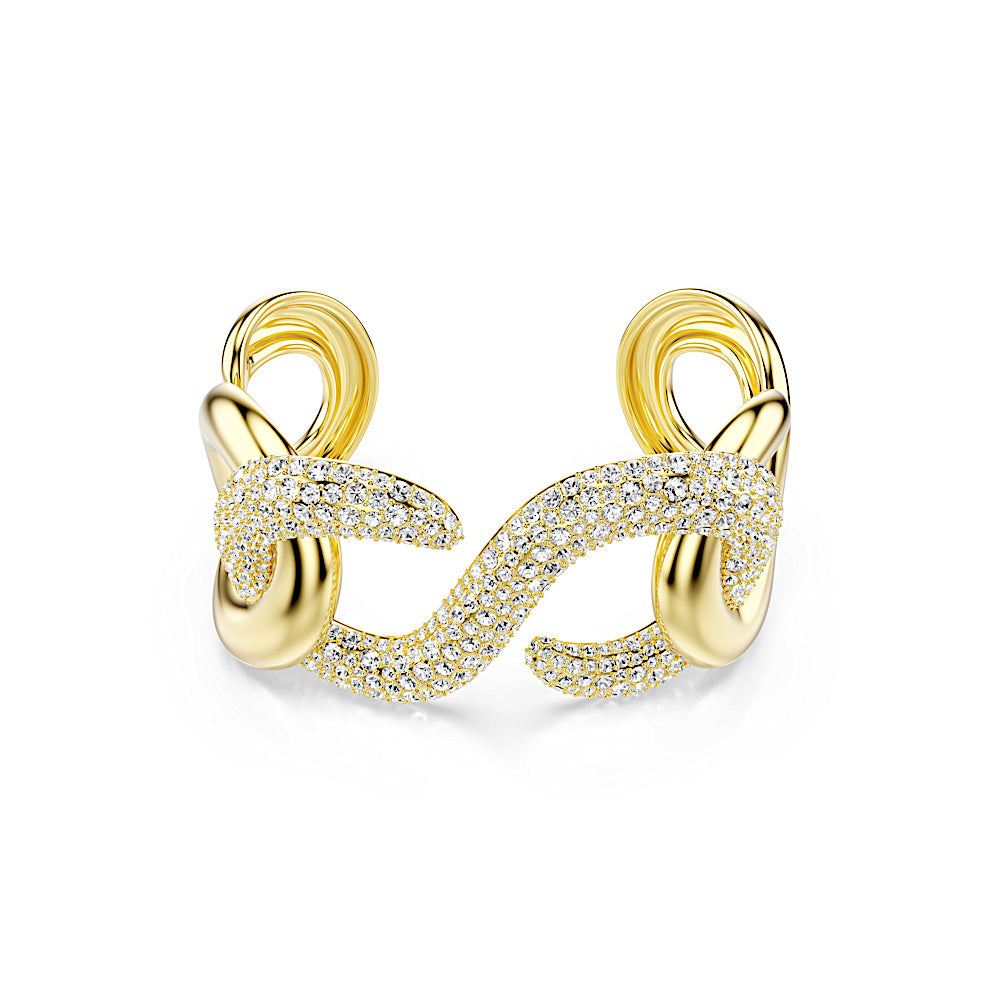 Brazalete Dextera, Talla redonda, Blanco, Baño tono oro